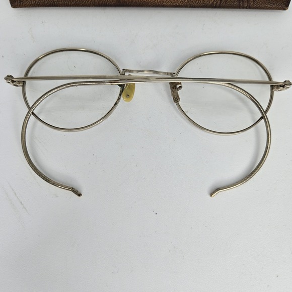 B & L Bausch & Lomb 14k Gold Pads Eyeglasses W/ Case Antique Vintage Round Oval - Picture 3 of 5